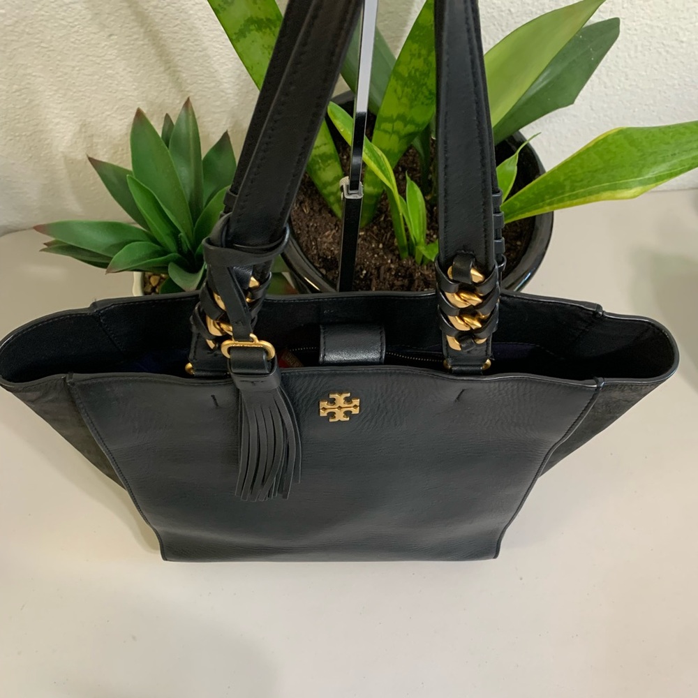 ππ TORY BURCH Brooke Leather & Suede Tote Handbag - Picture 5 of 15
